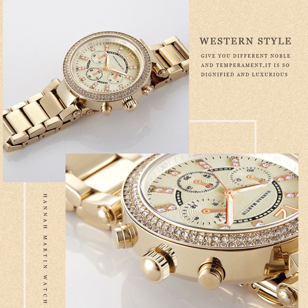1 set Dropship Women Rose Gold Top Luxury Brand Quartz Rhinestone Fashion Waterproof Wristwatches - Image 3