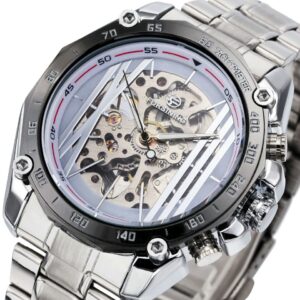 Automatic Gear Forsining Silver Wear Wrist Watch