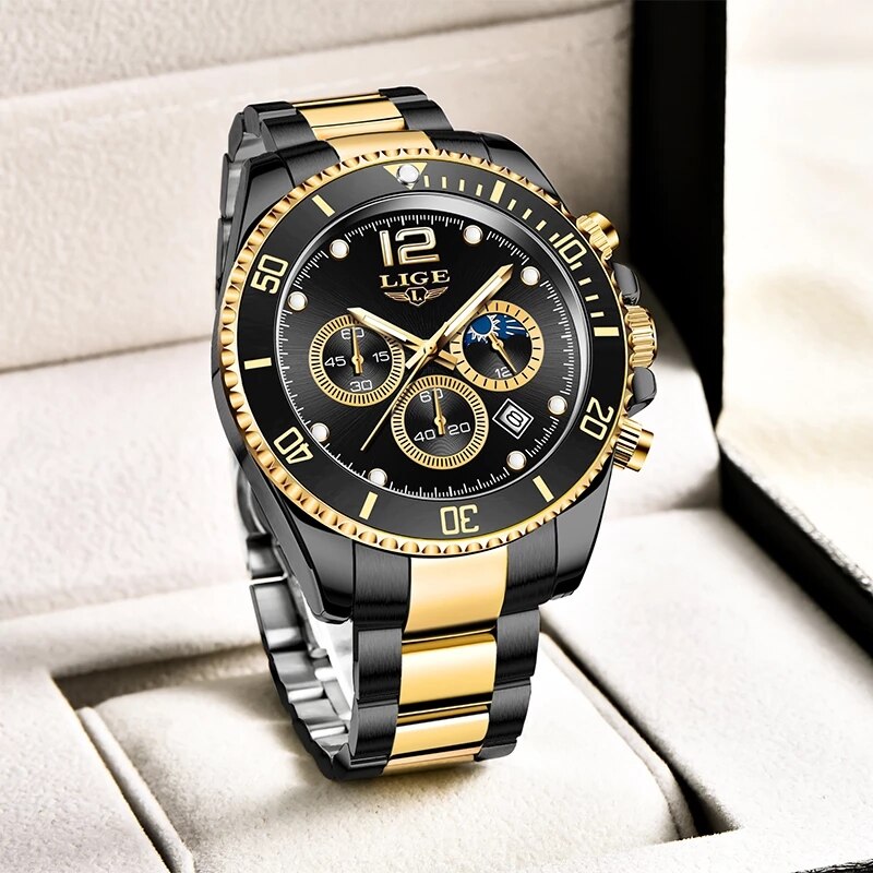 LIGE 2021 New Fashion Men Watch Top Brand Luxury All Steel Waterproof Watch - Image 2