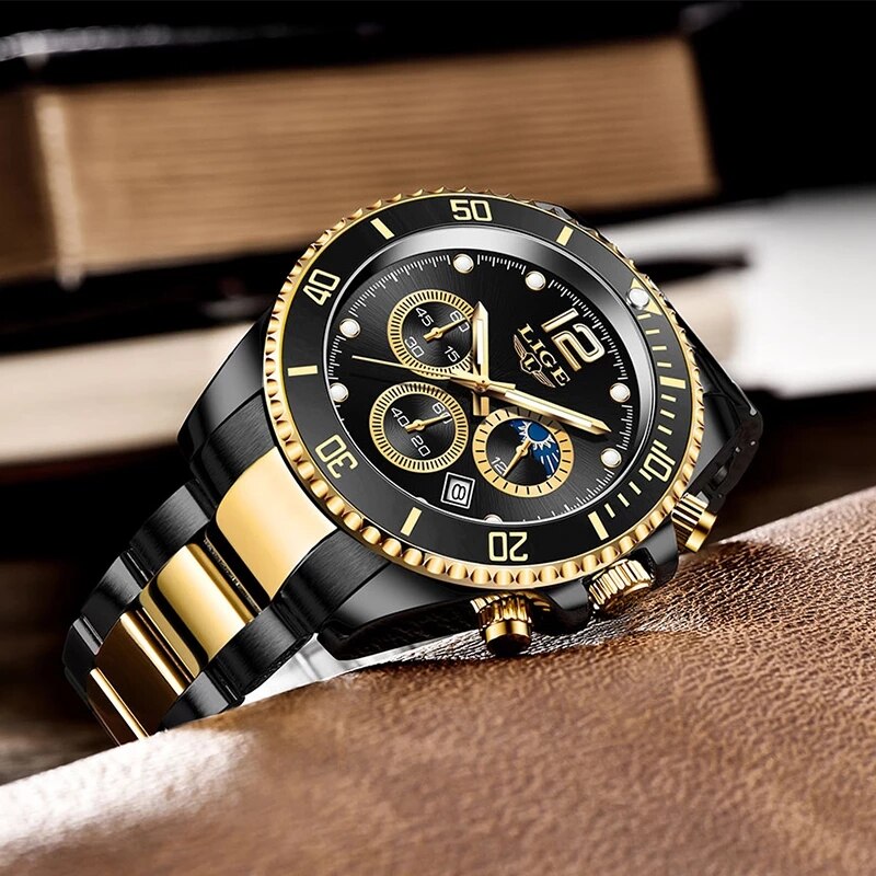 LIGE 2021 New Fashion Men Watch Top Brand Luxury All Steel Waterproof Watch - Image 3