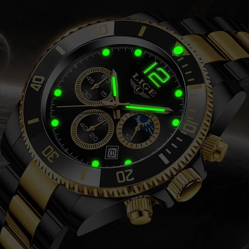 LIGE 2021 New Fashion Men Watch Top Brand Luxury All Steel Waterproof Watch - Image 5