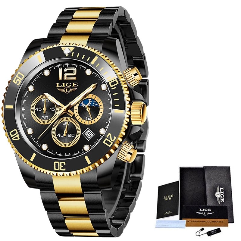 LIGE 2021 New Fashion Men Watch Top Brand Luxury All Steel Waterproof Watch - Image 6